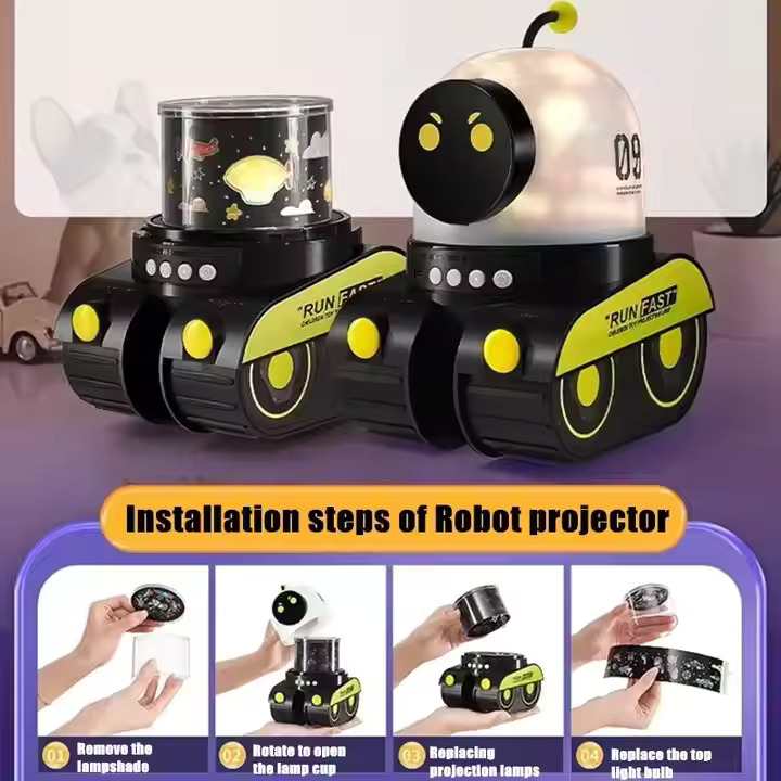 Bilişim Burada Tank Robot 12 Film Projeksiyon Lamba Bluetooth Hoparlör Gece Lambası Şarjlı
